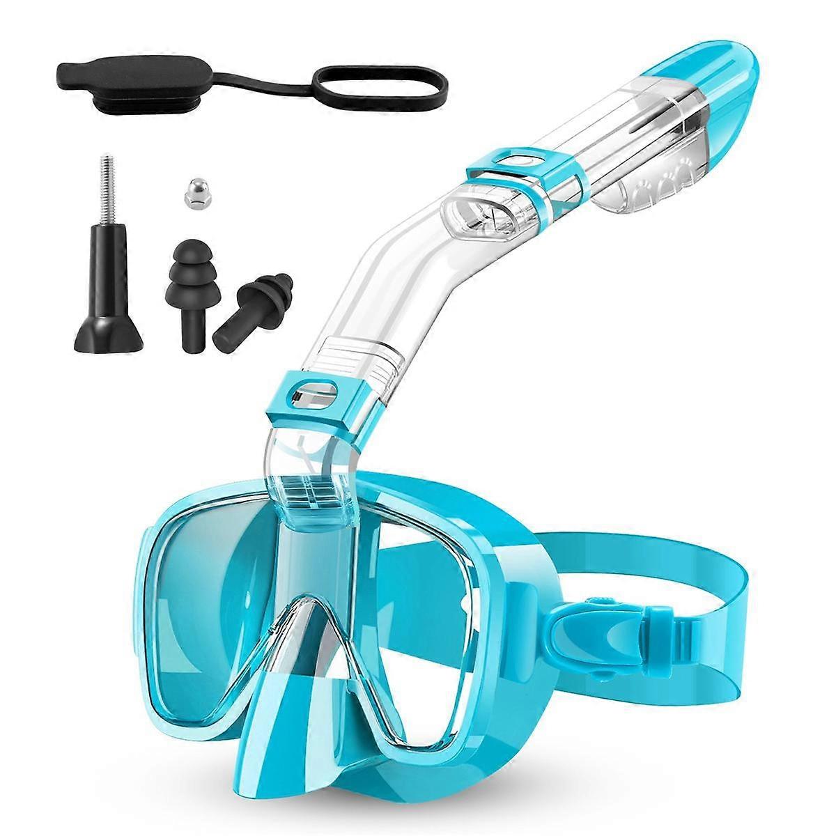 Snorkel Mask Foldable Diving Mask Set with Dry and Camera Mount, Anti-Fog Professional Snorkeling G