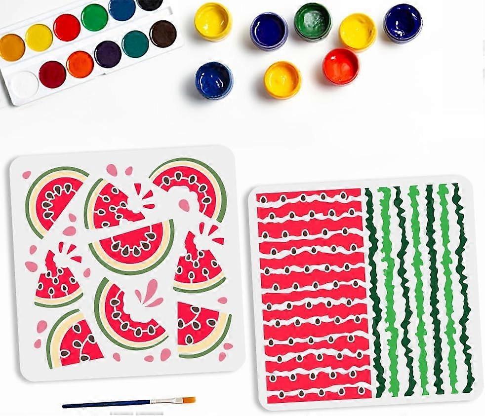 2pcs Fruit Watermelon Stencil 11.811.8inch Large Summer Fruit Stencils with Paint Brush