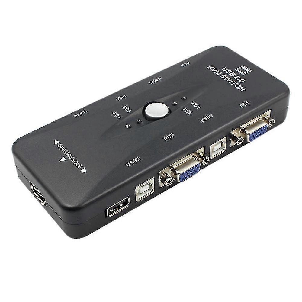 One For Four 4 Port Usb 2.0 Kvm Switch Box + 4 Kvm Cables Keyboard Monitor Vga Svga Pc Laptop