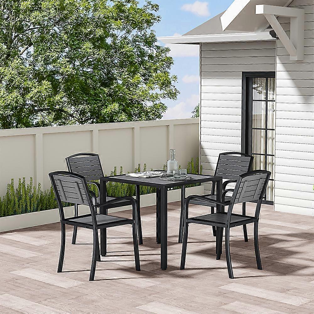 80cm Square Outdoor Dining Table with Parasol Hole Grey (Just Table)