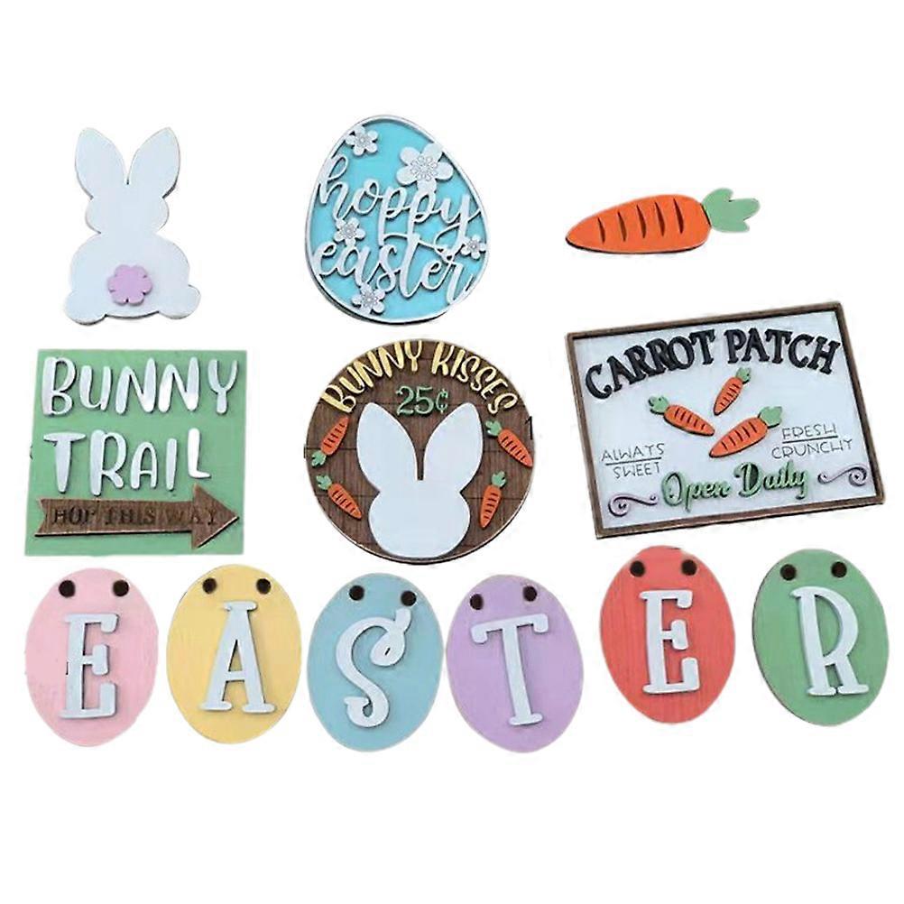 12個の木製イースターオーナメントイースター卓上木製看板イースターパーティー用品家の装飾ギフト