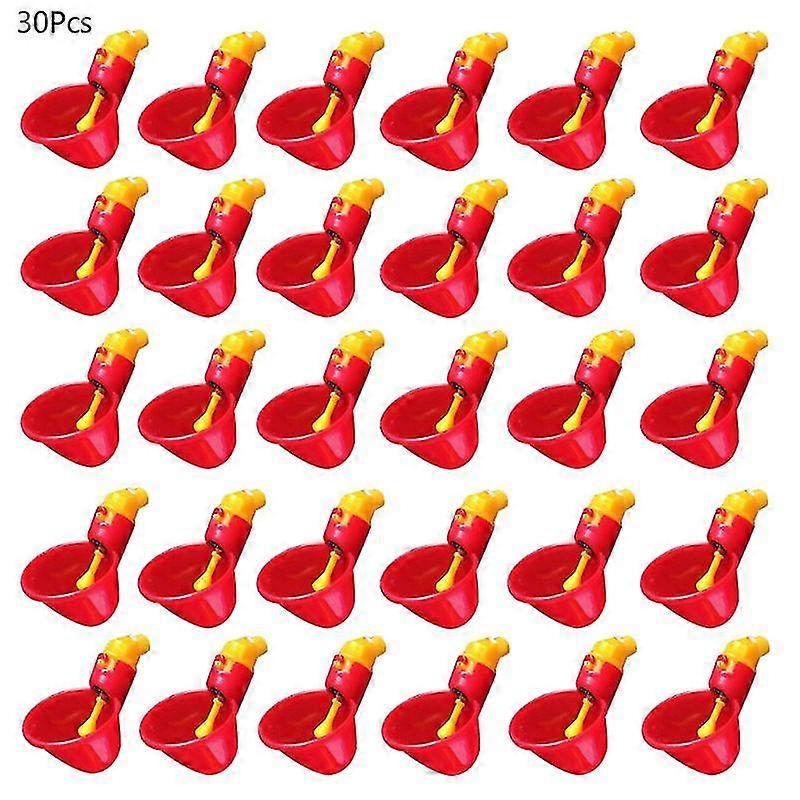 30 Pcs Automatic Poultry Water Drinker Chicken Hen Bird Plastic Drinking Cups