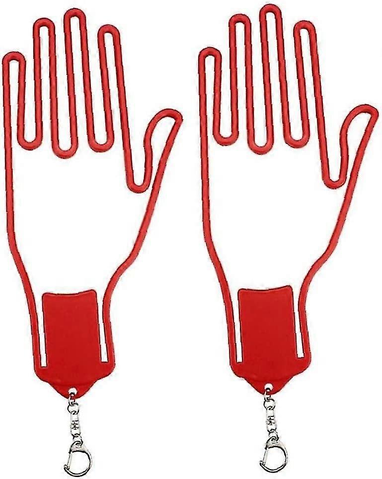 Yaju Glove Hanger Holder With Key Chain Plastic Glove Rack Dryer Hanger Stretcher Sport Gloves Support Frame2pcsred