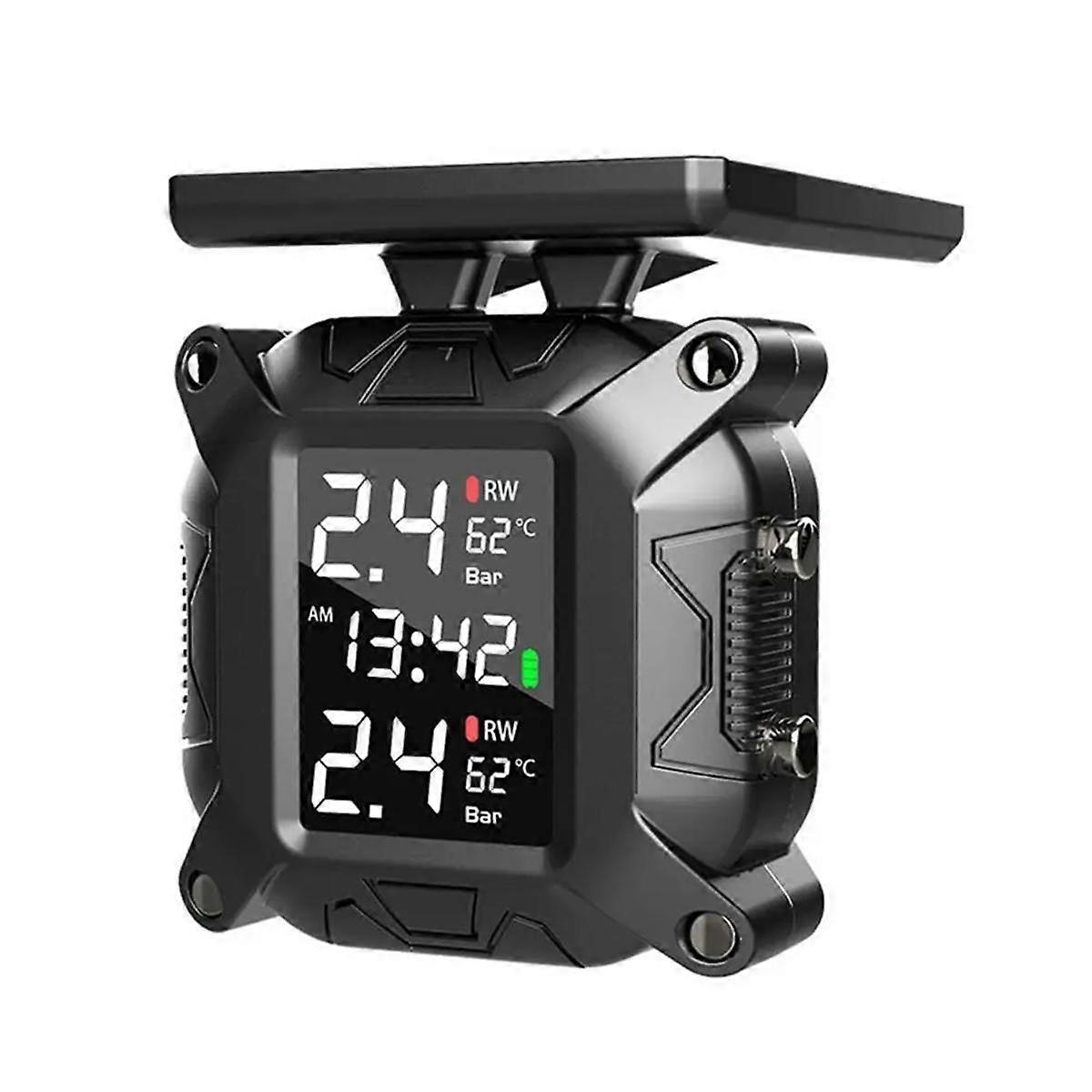 Motorcycle TPMS Solar Power Tire Pressure Monitor Real Time Tire Pressure Monitoring System Tempera