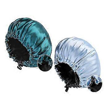 2 stuks satijnen slaap cap voor vrouwen lang haar zijdeachtige bonnet voor krullend haar waterdichte satijnen haar cap voor slapen extra