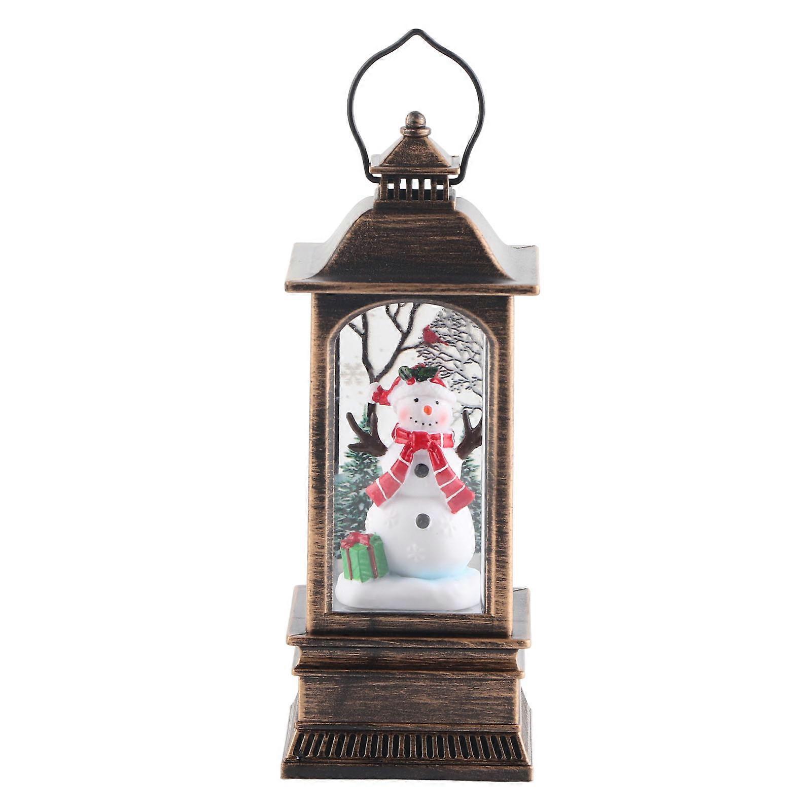 Lighted Street Lamp Shaped Christmas Snow Globe Lantern Home Party Festival Decoration PropsSnowman