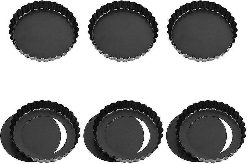 Lot Of 6 Mussels Non-adhesive Pastry Mold Round Pie Pan With Removable Background Coating In Carbon Tart Dish Tartlet For Cooking Pastry Cake 12cm