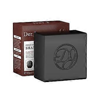He Shou Wu Shampoo Soap voedt de haarwortel en herstelt beschadigd haar op de hoofdhuid, waardoor het haar donker, glad, stevig en glanzend wordt.
