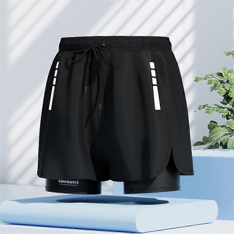 Heren Zwembroek 2 in 1 Sneldrogend Badpak Elastische Taille Strandshorts