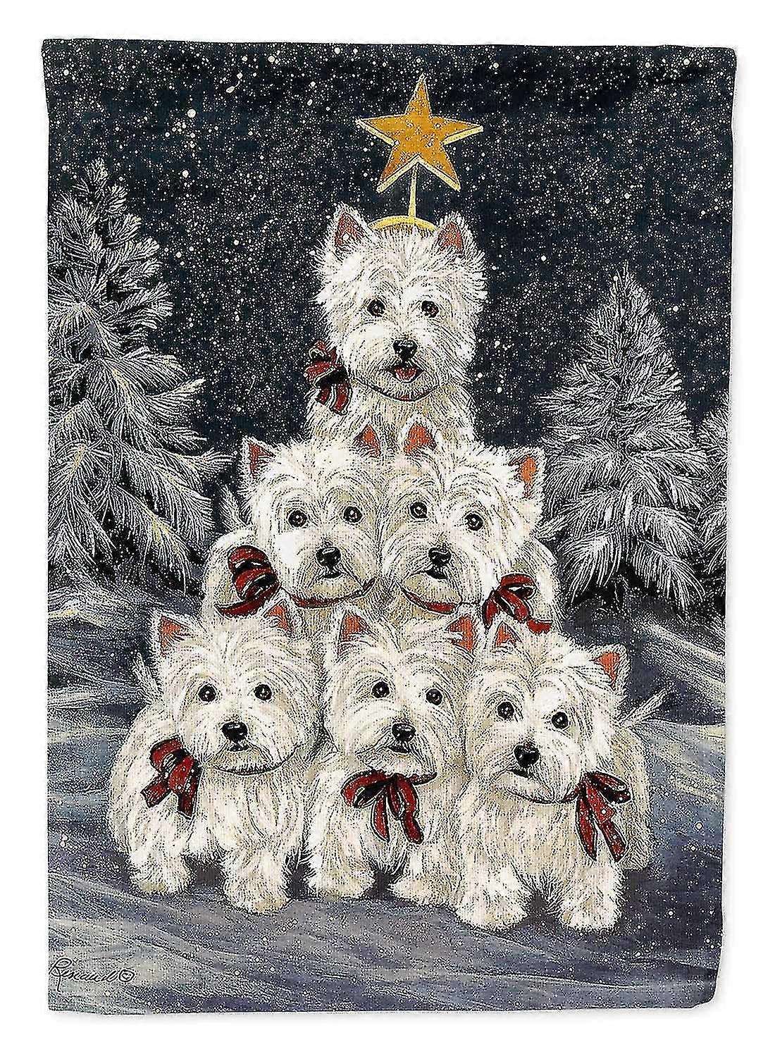 Westie Christmas Family Tree Flag Canvas House Size