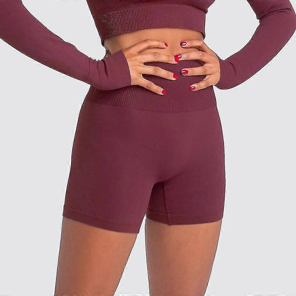 Women's Yoga Biker Shorts 3" Ribbed Seamless High Waist Scrunch Butt Yoga Running Workout Biker Shorts Stretchy Activewear High Elasticity