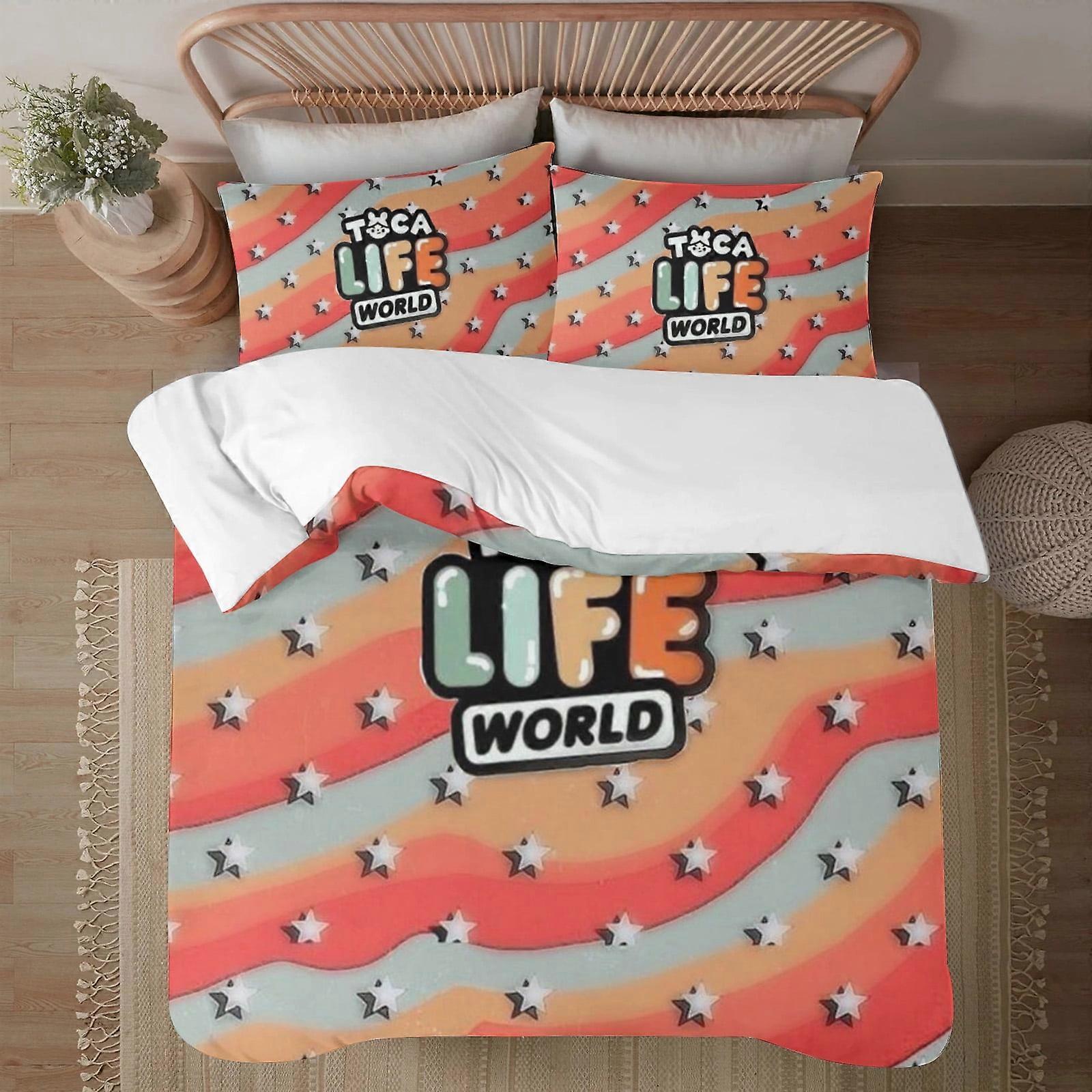 Bedding set BM263 Toca Life Soft 3D Printed Duvet Cover Bedding Set with Comforter Cover 3 Piece Set Includes 2 Pillowcases and 1 Cover Machine Washab