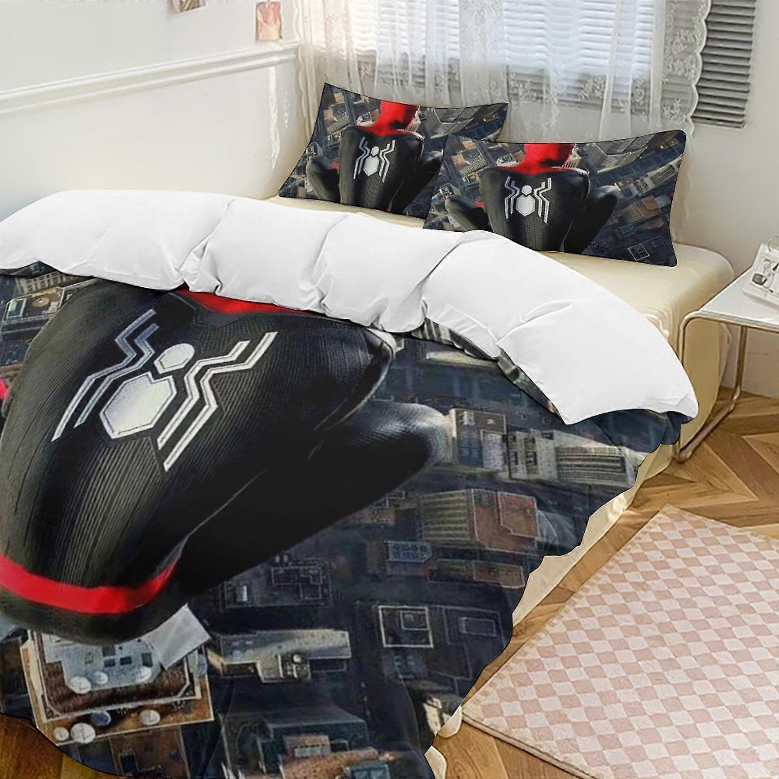 SQ7 Spider-Man 3-Piece Twin Bed Set - Includes 1 Single Quilt And 2 Pillow Cases Bedding - Fade Resistant Microfiber HZ7