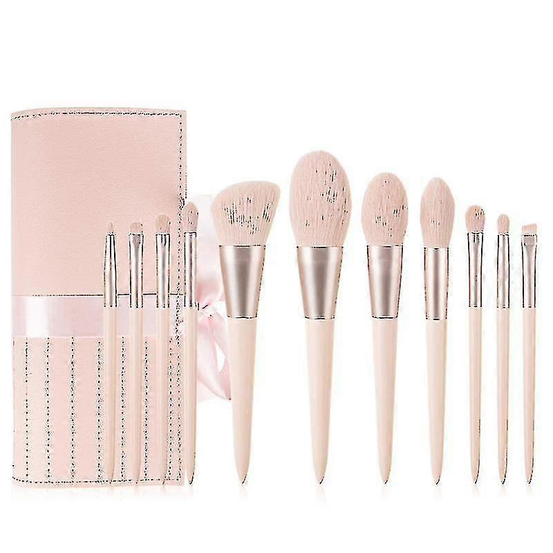 11-piece Pink Makeup Brush Barreled Set