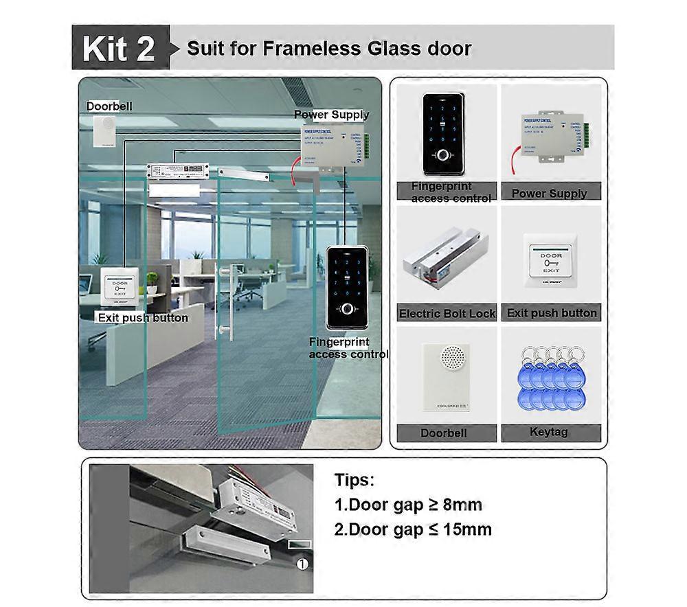 IP65 Outdoor Fingerprint Identification Access Control IC Card 13.56MHz Keyless Machine Set
