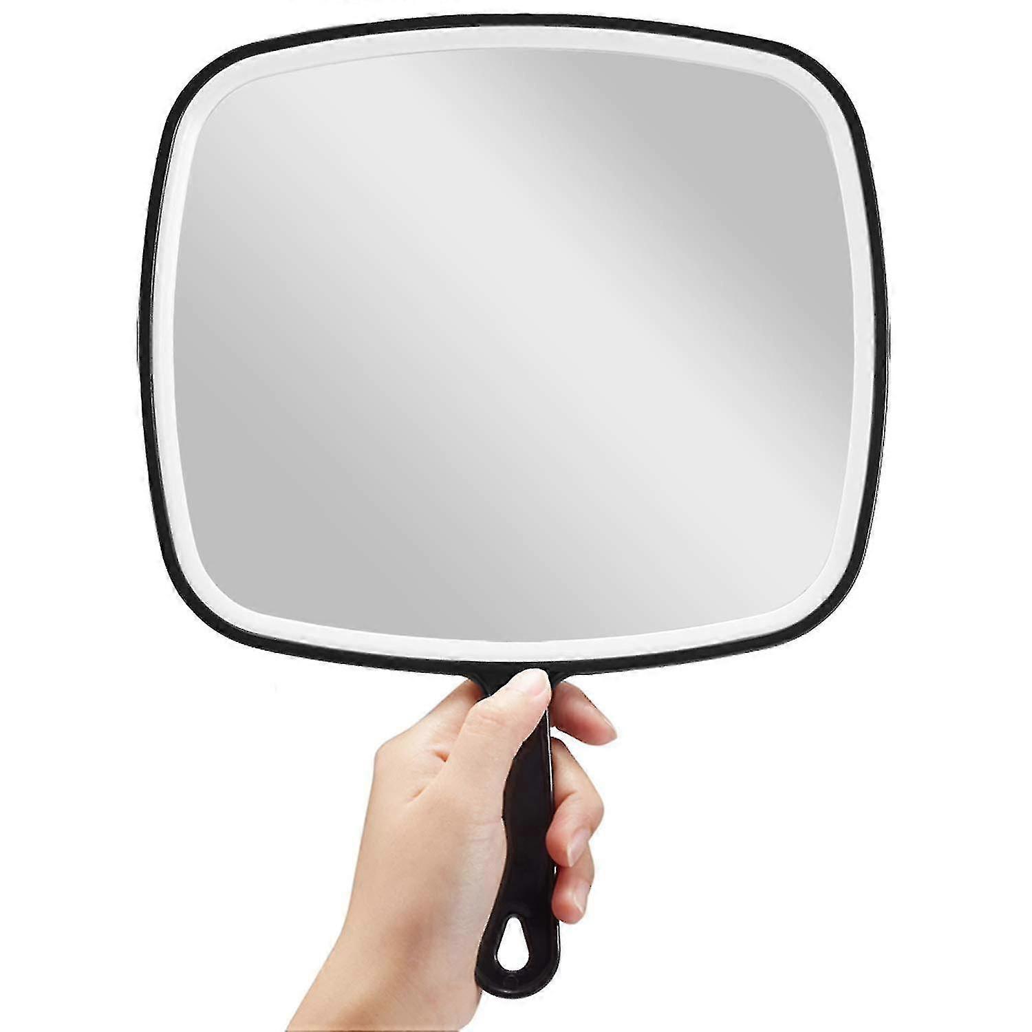 Extra Large Black Hand Held Mirror With Handle Square 23 Cm W X 30 Cm L