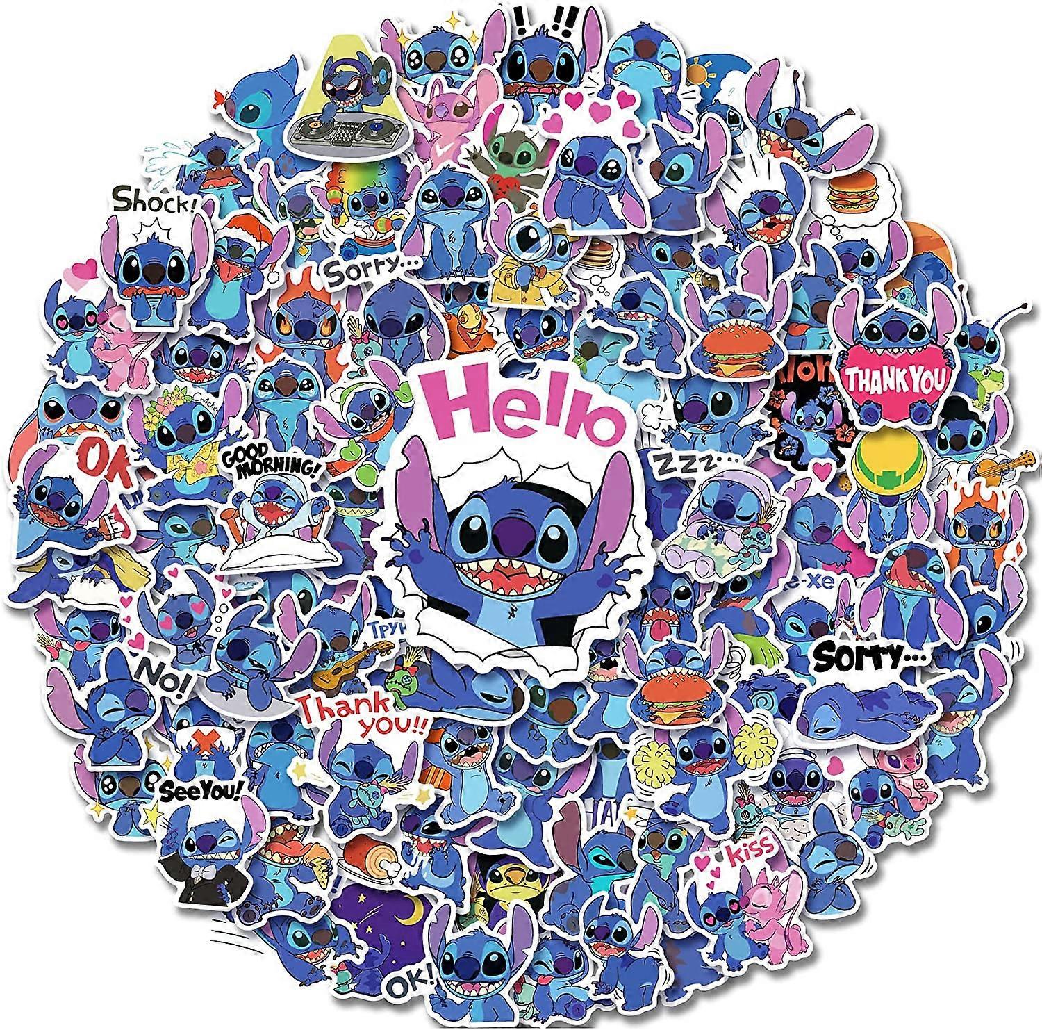 100 PCS Lilo & Stitch Cartoon Sticker, Cute Waterproof Vinyl Stickers for Water Bottles Tumbler Luggage Skateboard Bumper Scrapbook Mug, Sticker Gift 