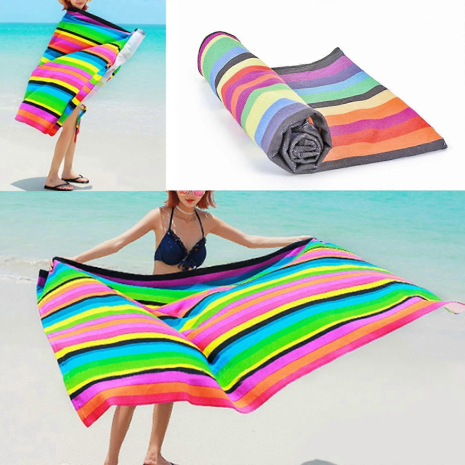 10kpl raidallinen erittäin suuri mikrokuitu kevyt rantapyyhe nopeasti kuiva matkapyyhe