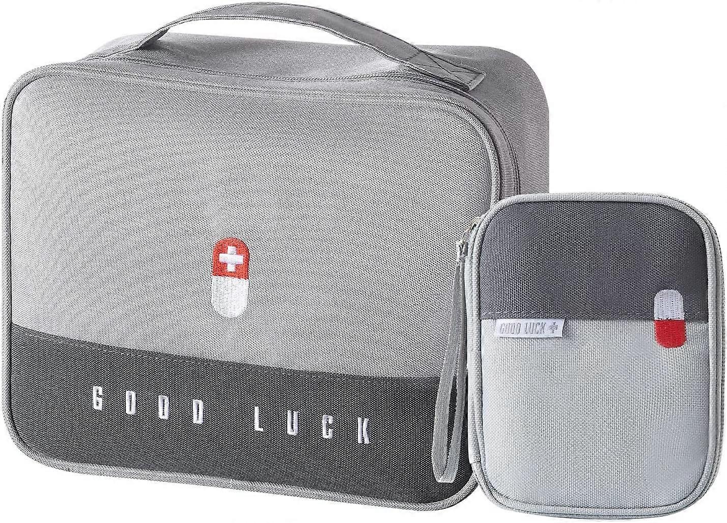 2 Piece First Aid Kit, Emergency Box, Empty First Aid Kit, Portable, for Camping, Travel, School and Home. (Gray)