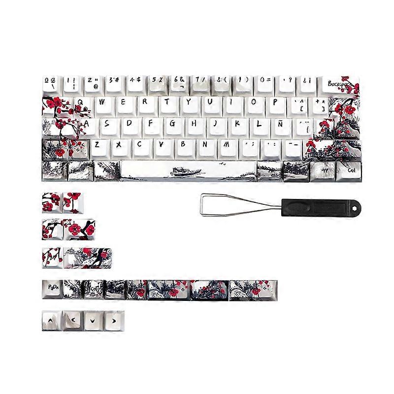 Stylish Plum Blossom Keycaps for ANSI Layout Mechanical Keyboards 80PCS