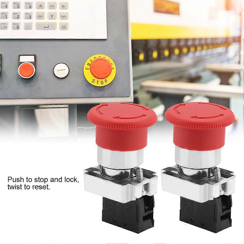 Emergency Stop Switch Button 22MM XB5 Red Sign 2PCS