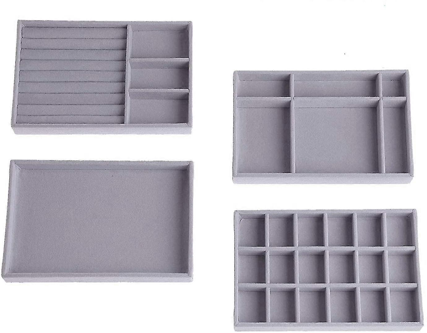 Sieraden Trays Organizer, Stapelbare Sieraden Accessoires Tray Set Met 4 Laden Organizer Oorbellen Ring Display Organizer Ketting Opslag Display Case