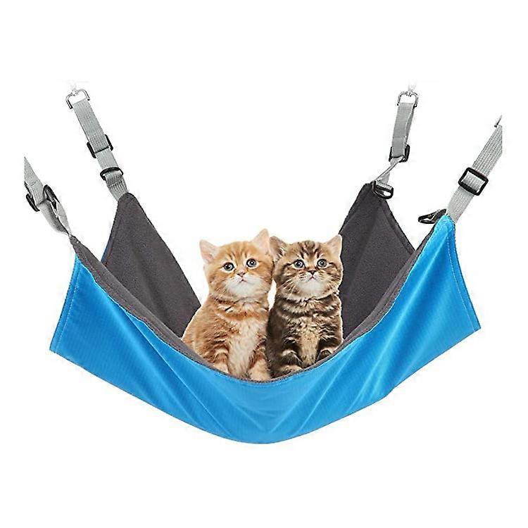 blue-Cat Bed with Adjustable Straps and Hooks for Small Animals, Double Sided Hanging Swing for Cat, Ferret, Rabbit, Chinchilla, Cat, Pig