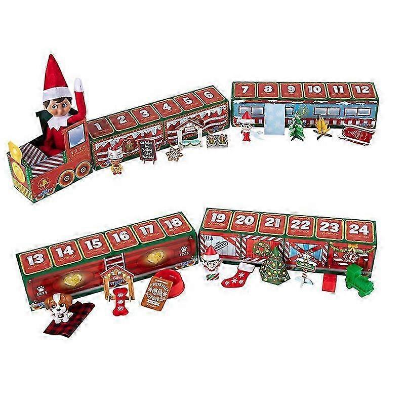 عيد الميلاد مجيء التقويم القطب الشمالي قزم القطار الأعمى مربع الحلي لعبة الأطفال