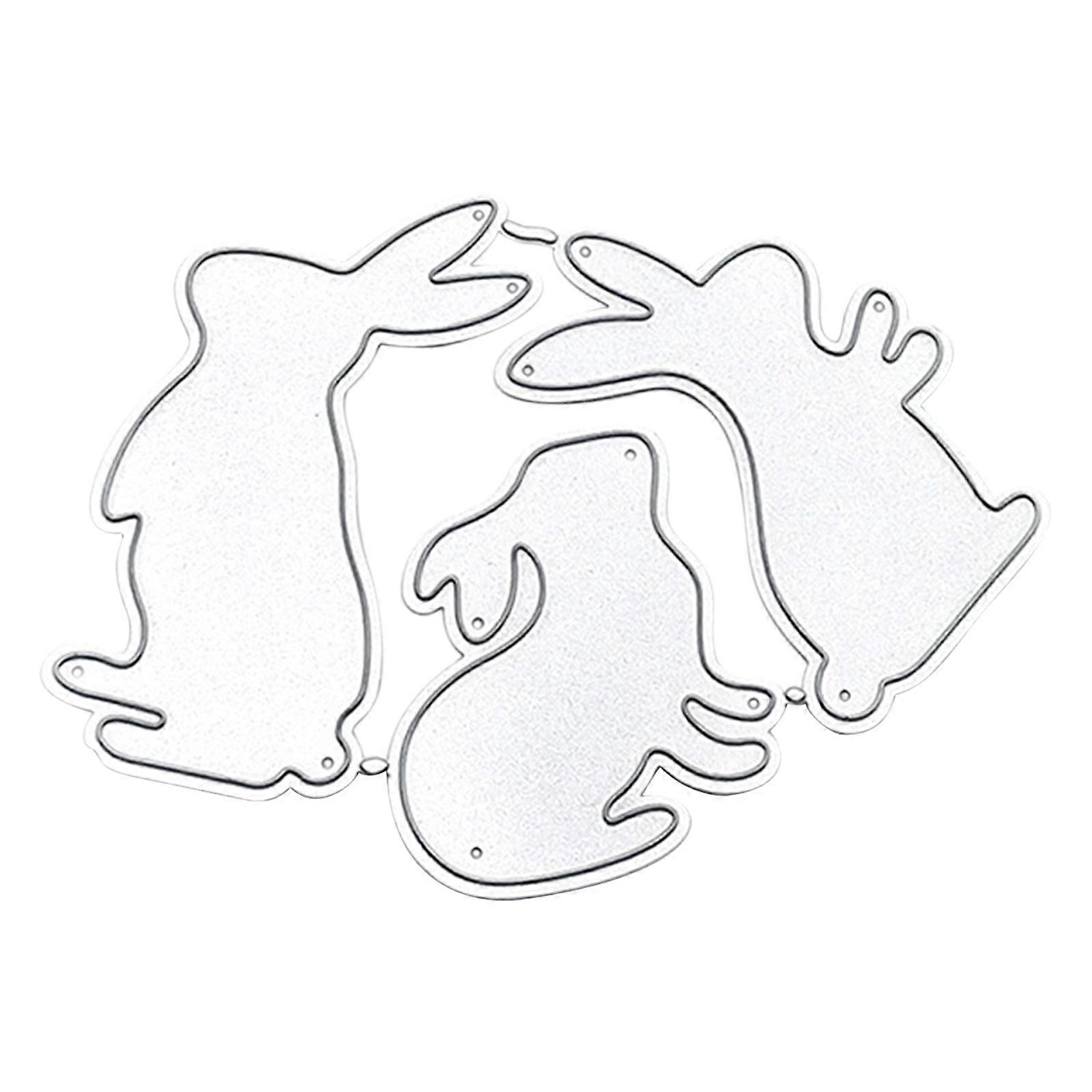 3 Little Rabbits Metal Cutting Die Easter Bunny Die Embossing Script Stencils