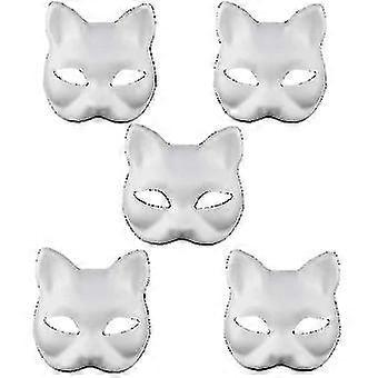 5 قطع DIY قناع ورقة بيضاء الثعلب القط الوجه لب فارغة باليد مرسومة قناع تصميم الشخصية قناع لأداء مهرجان الرقص أبيض جيد