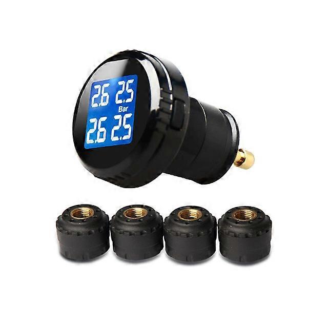 Car Cigarette Lighter TPMS Tire Pressure Monitor Sensors Wireless Monitoring Auto Security Alarm Systems LCD Backlight Display