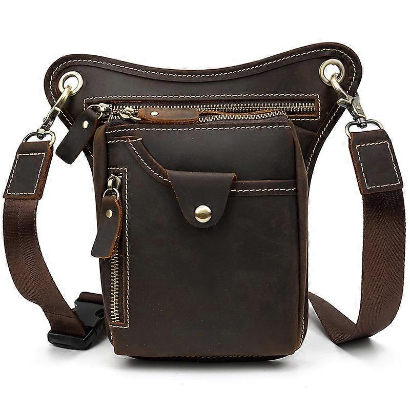 حقيبة ساق دراجة نارية جلدية من نيوزبيردز للرجال، حقيبة كتف صغيرة من جلد البقر، حقائب خصر تكتيكية، حقائب متعددة الوظائف للرجال