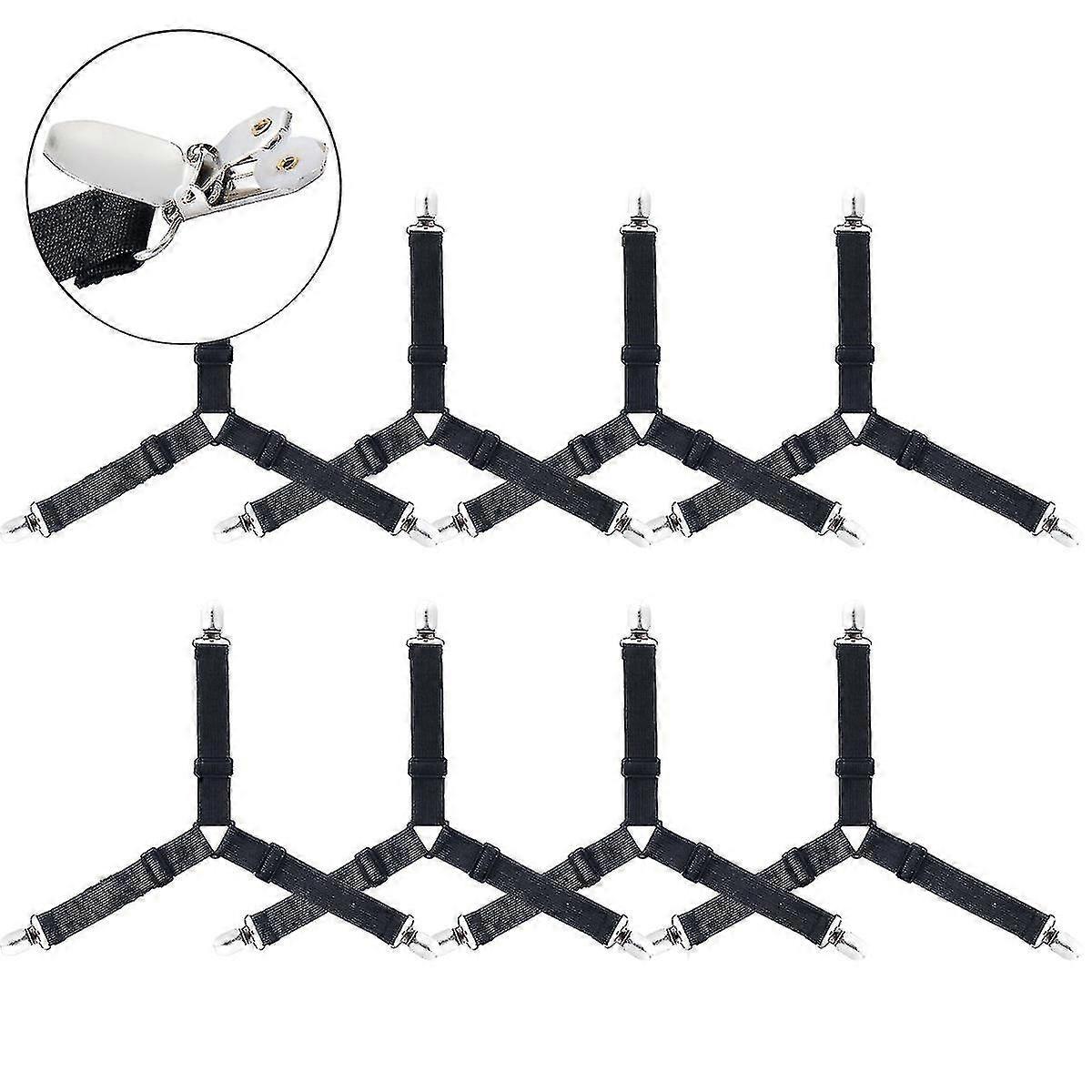 Bed Sheet Fasteners, 8 Pcs Adjable Tri Suspenders Gripper H Ss Clip For Bed Sheets,ress Covers