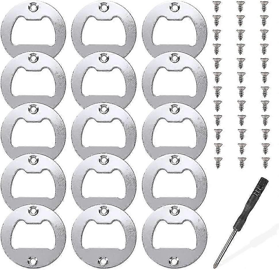 15 Sets Stainless Steel Bottle Opener Inserts Hardware, Metal Insert Parts Kit