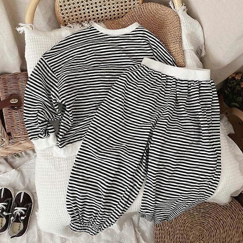 Μόδα ριγέ Παιδικά Σετ Άνοιξη Φθινόπωρο Παιδικά Ρούχα Κοστούμι Κορεάτικα Χαλαρά Casual Tops Παντελόνια 2PcsKIDS Σετ Ρούχων