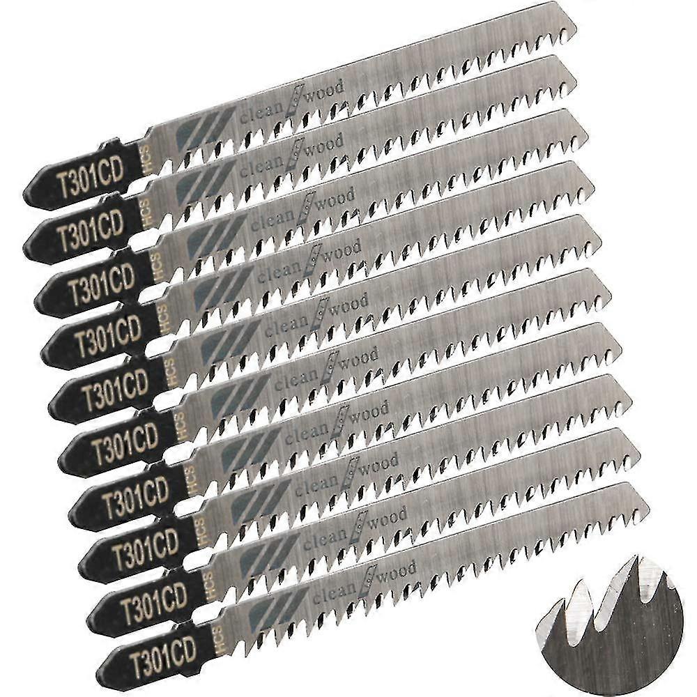 10 pieces jigsaw blades Blade for optimized cutting of wood, PVC and plastic, jigsaw T-shank.