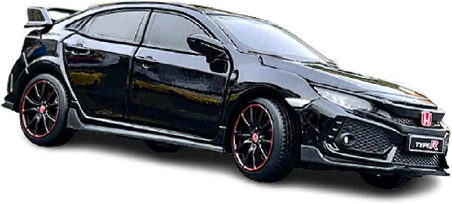 1/32 ホンダ シビック タイプR 合金 車モデル ダイキャスト 金属玩具 スポーツカー 車両 モデル シミュレーション サウンド ライト コレクション キッズ ギフト (カラー : ブラック)