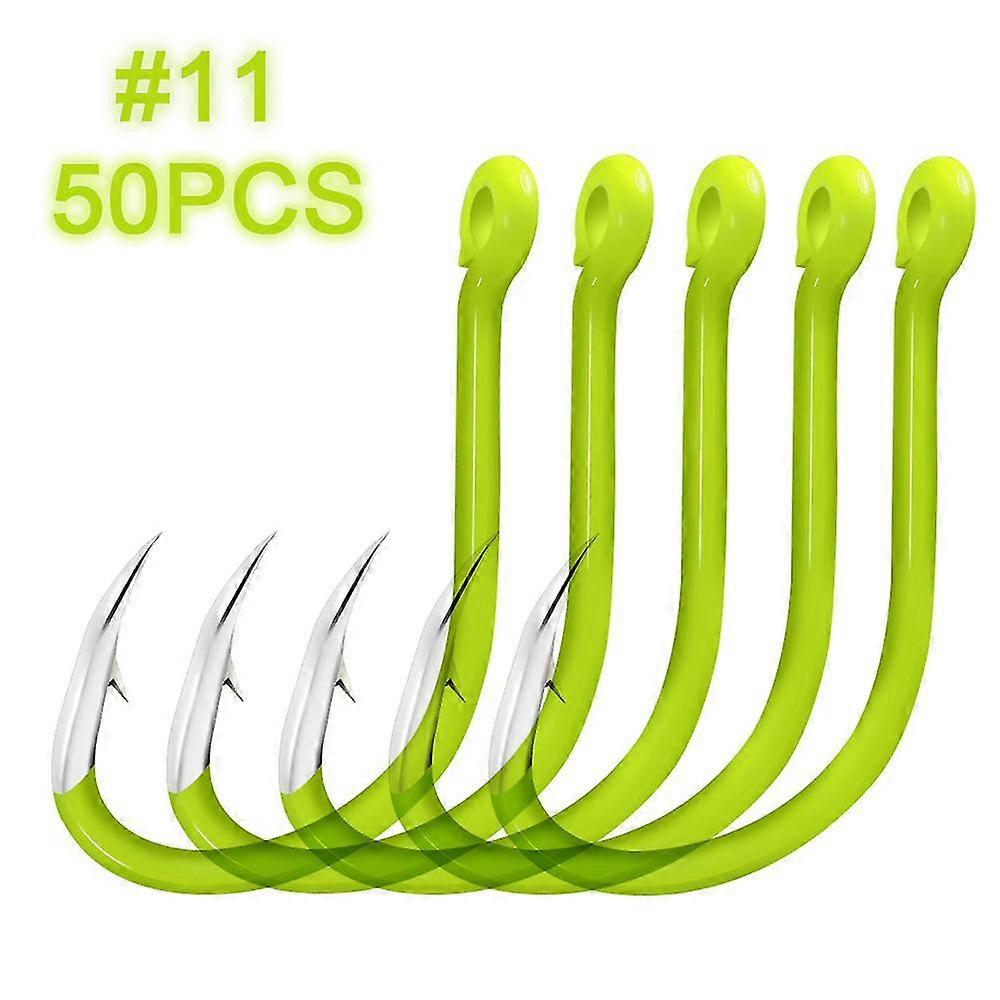 50st Fluorescerande fiskekrokar Kolstål Fiskekrokar