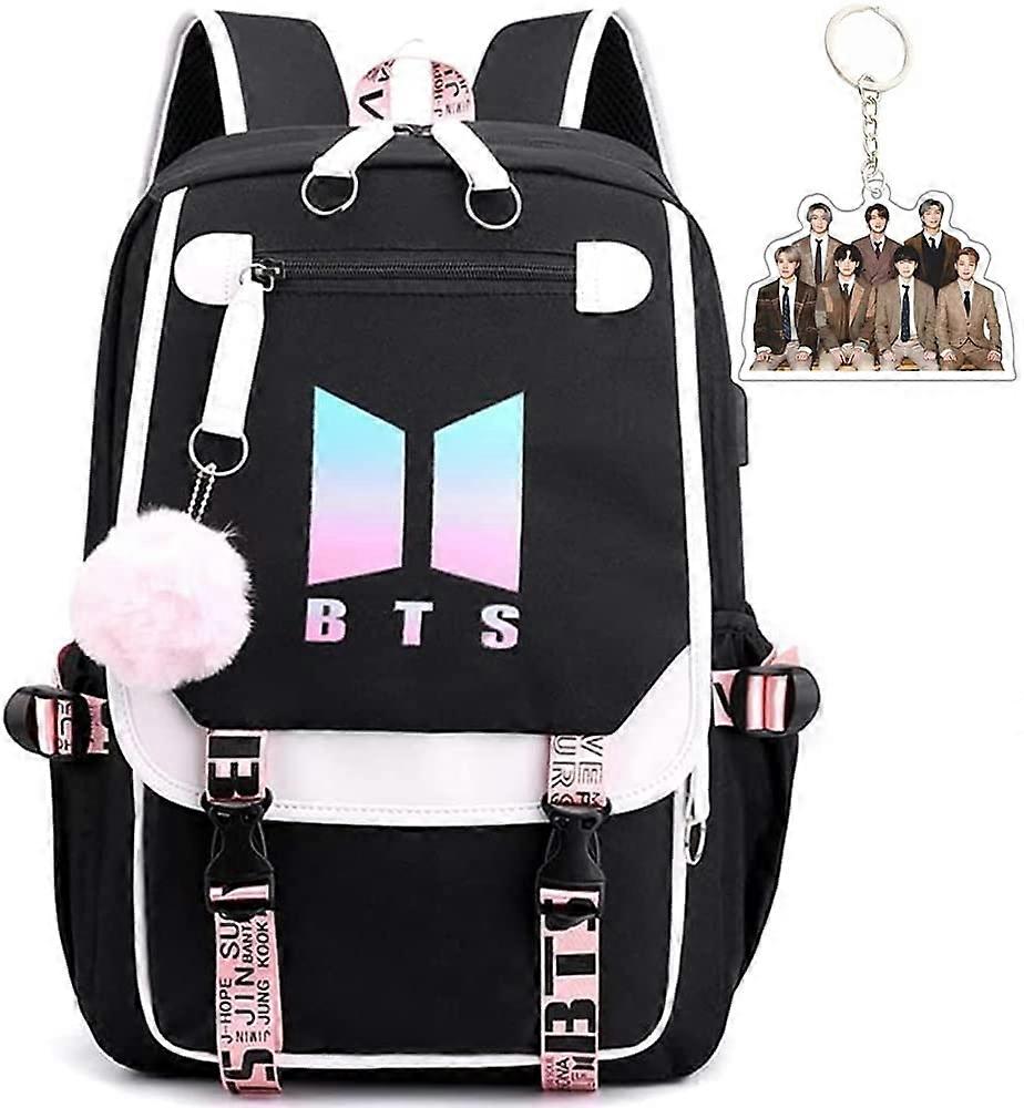 BTS School Backpack Features USB And Audio Cable Interface Breakers, Suitable compatible way Students, Laptop Backpacks and Casual Backpack That can h