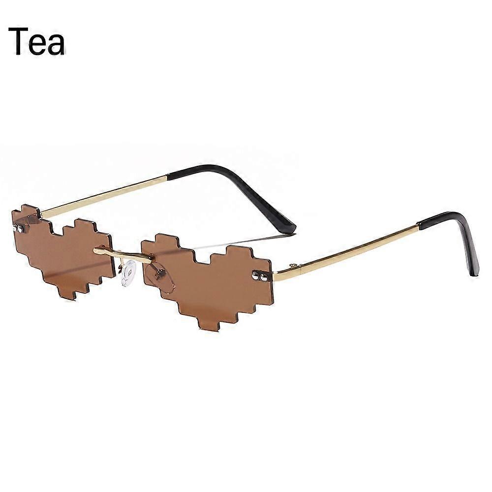 Novel Mosaic Heart Sunglasses Funny Pixelated Mosaic Glasses Retro Gamer Robot Eyeglasses Cosplay Party Glasses for Men Women