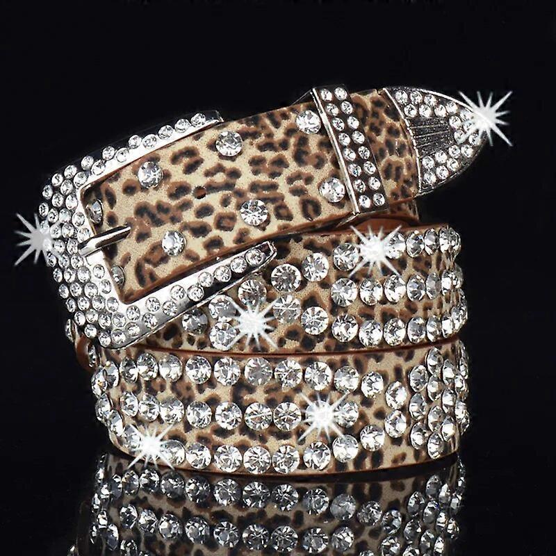 Designer Punk Rhinestone Studded Belts for Women Black PU Leather Women's BB Waist Belt White Fashion Female Leopard Y2K Goth