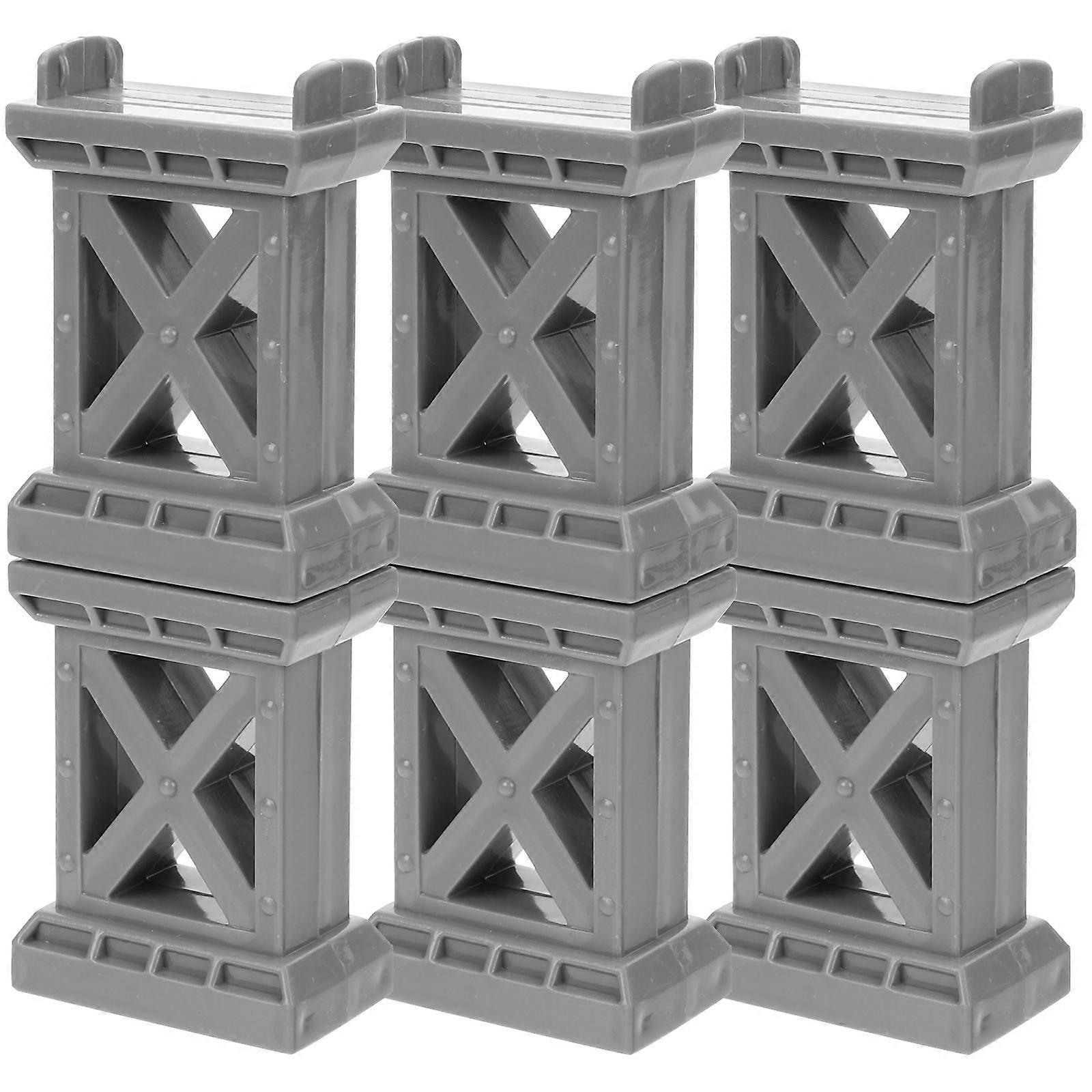 6pcs Train Bridge Pier High Level Blocks Track Riser Stabilizers Train Bridge Supports