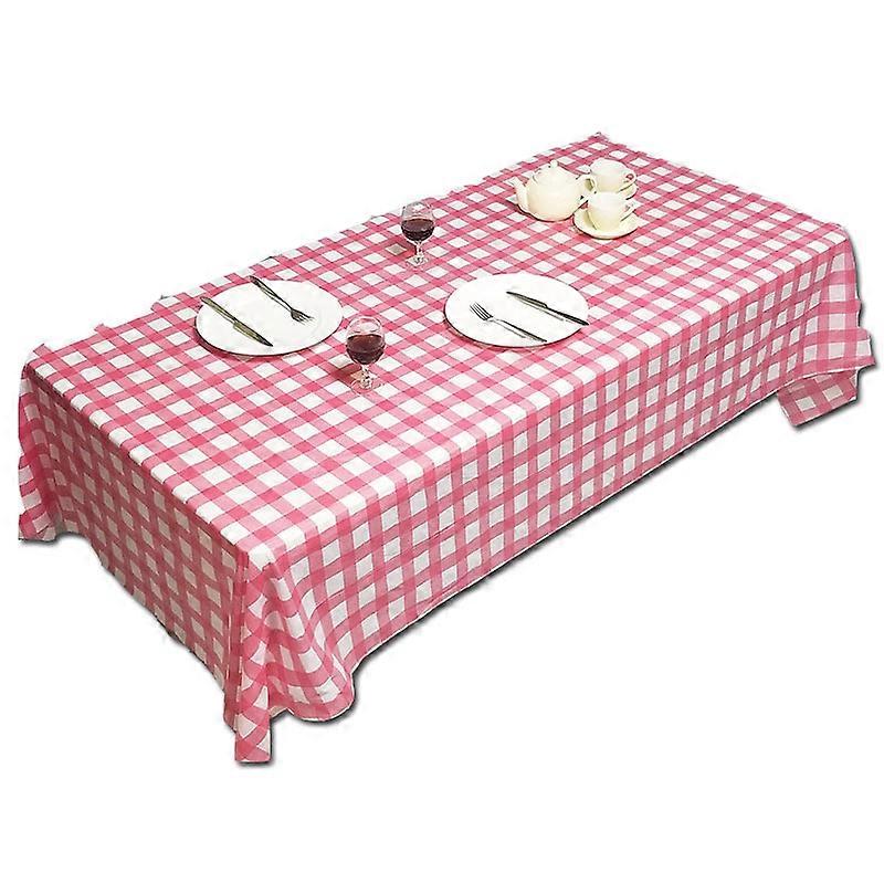 Live It Up! Party Supplies Red and White Checkered Buffalo Plaid Gingham Fabric Rectangle Tablecloth for Summer Picnics and Patriotic Parties (1PCS