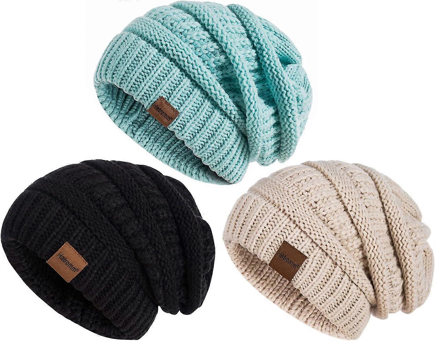 Womens Beanies for Winter 3 Pack, Slouchy Beanies for Women  display picture 2
