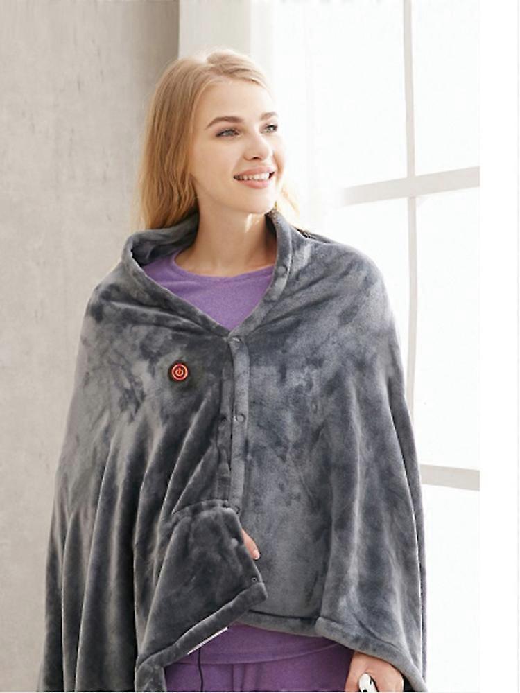 2023 New USB Heated Blanket, 3-Level Temperature Control, Wearable Shawl with Buttons, Soft Coral Flannel, Ideal for Home Office and Outdoor Use