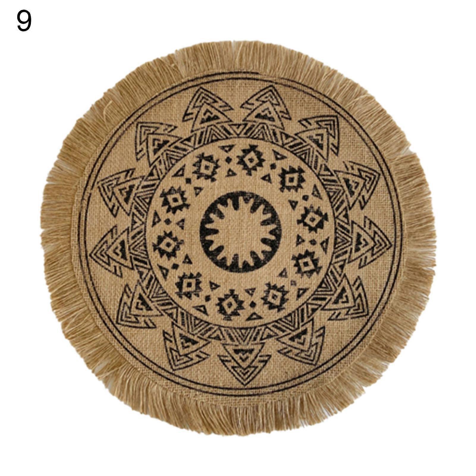 Rattan Trivet Mats Heat Insulation Handmade Cotton Flax Dining Table Non-Slip Placemat for Kitchen
