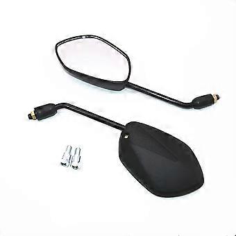 2PCS Universal Motorcycle 10mm Rearview Side Mirrors Old School Bobber Touring Scooter Off-road
