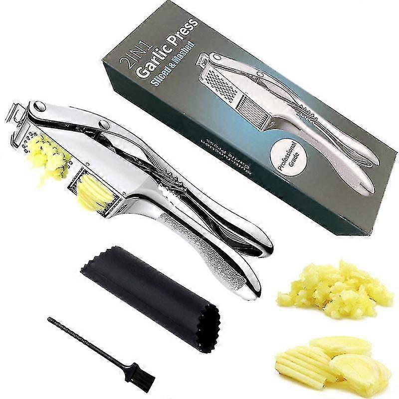 Garlic Press - Dual Function Garlic Crusher And Slicer