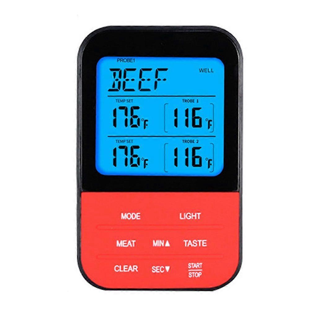 Barbecue Thermometer, Wireless Meat Thermometer, Wireless Roasting Thermometer, Digital, Magnetic with Timer, LCD Display, 2 Probe Wireless, Core Temp