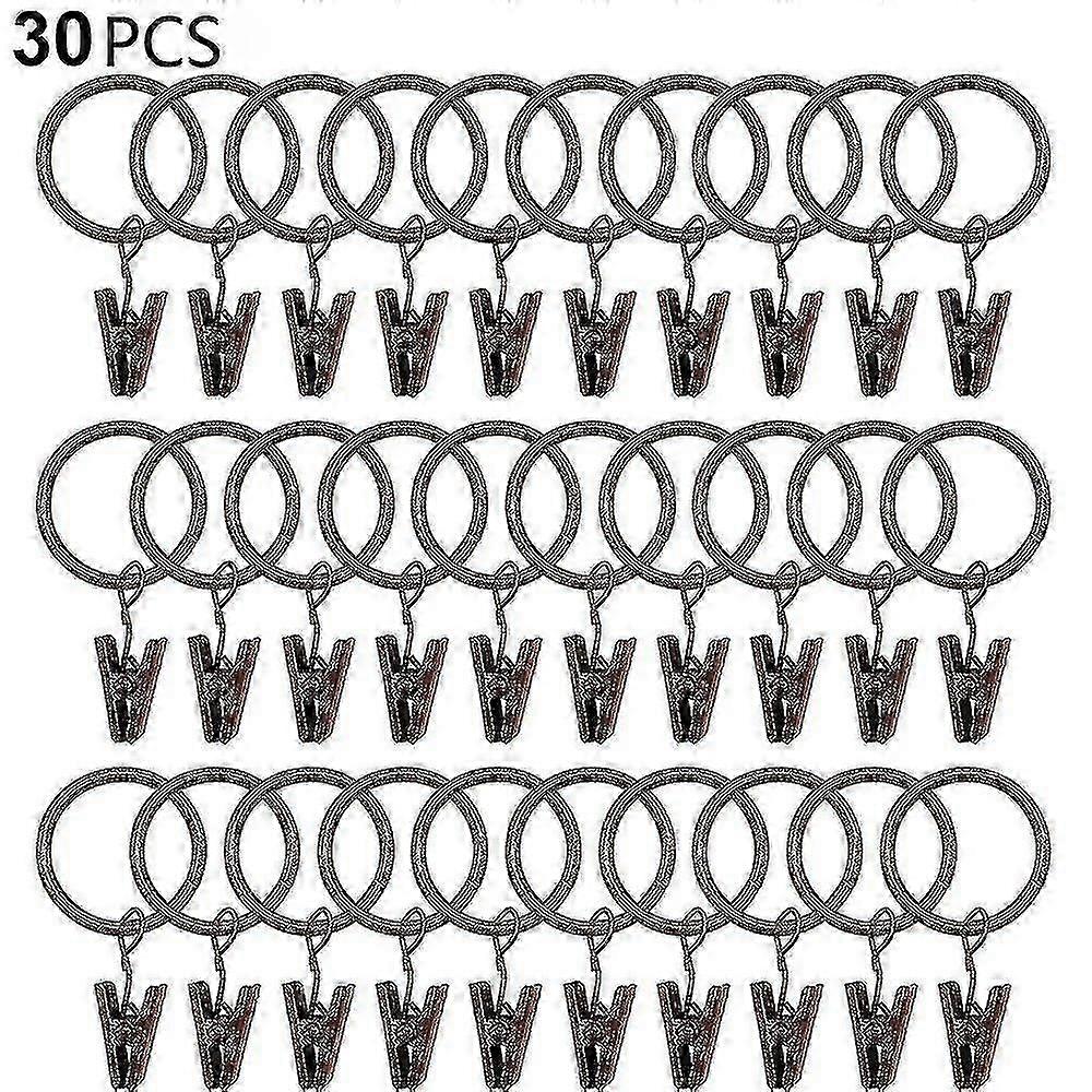 30 Pcs Curtain Rings With Clips,drapery Clips Hooks
